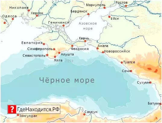 На карте России Сочи 