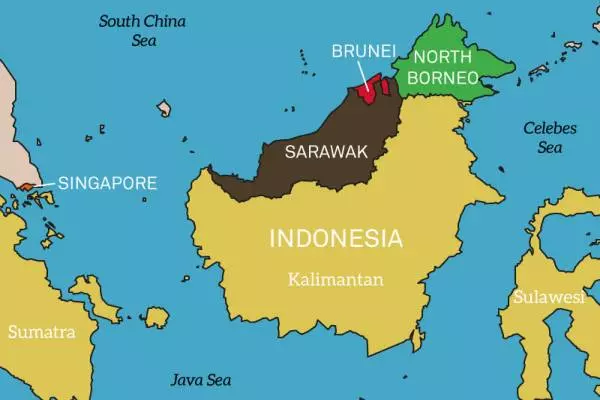 расположение острова Калимантан Борнео