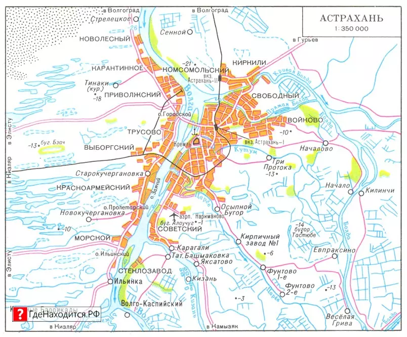 На карте Астрахань 