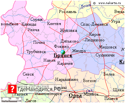 На карте Брянск 