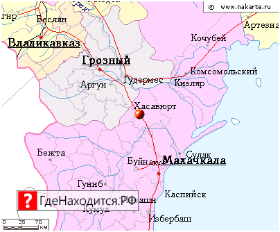 На карте Хасавюрт 