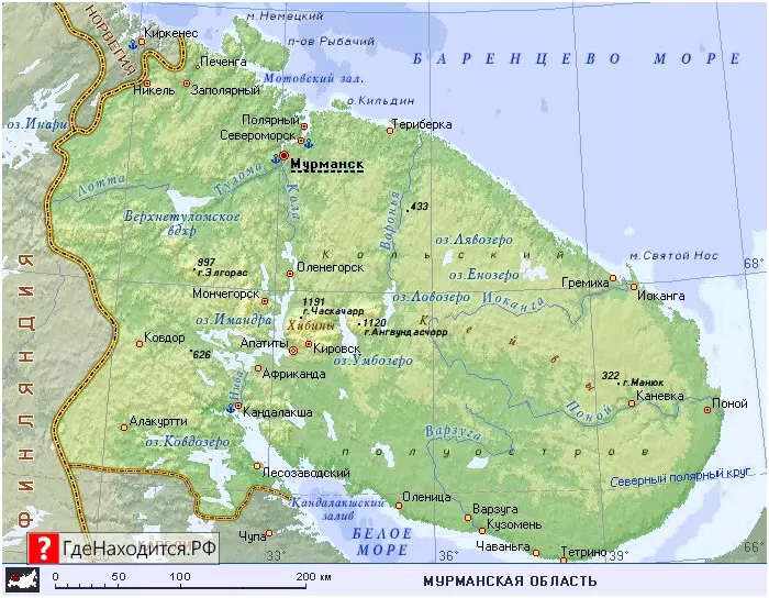 На карте Мурманск 