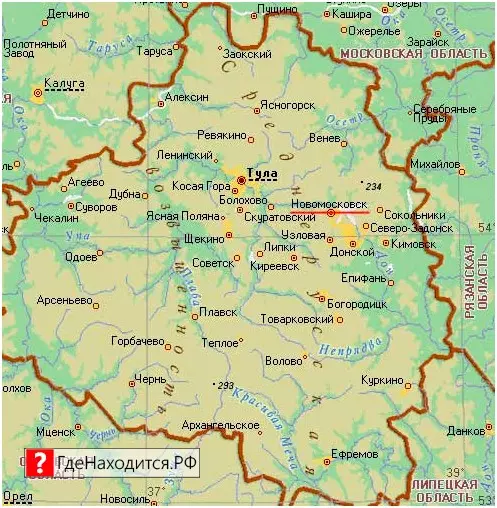 На карте Новомосковск 