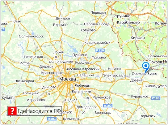 На карте Орехово-Зуево 