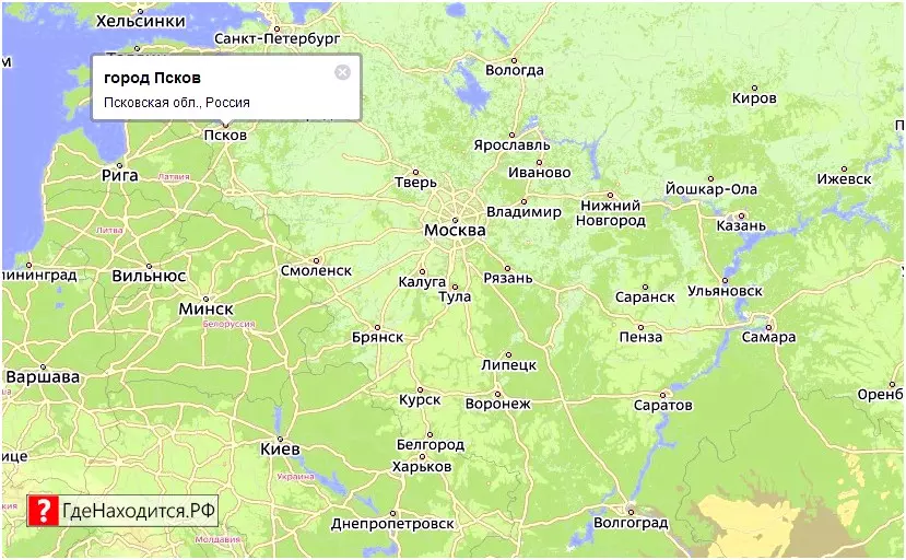 На карте Псков 