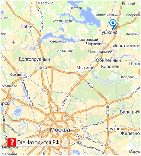 На карте Пушкино 