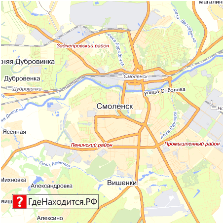 На карте Смоленск 