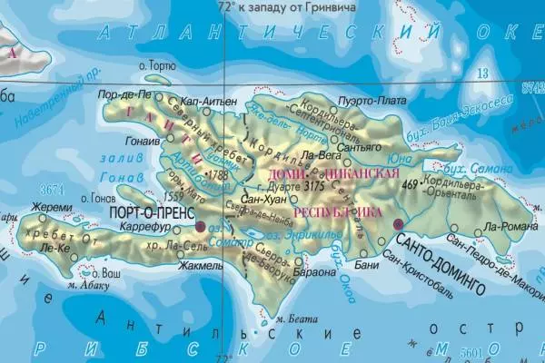 географическая карта с озерами Гаити