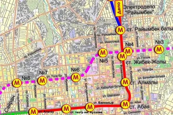 схема метро города Алма-Ата в Казахстане